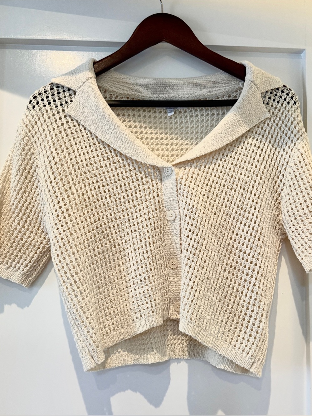 Edit by Nine crochet button-down crop top front open